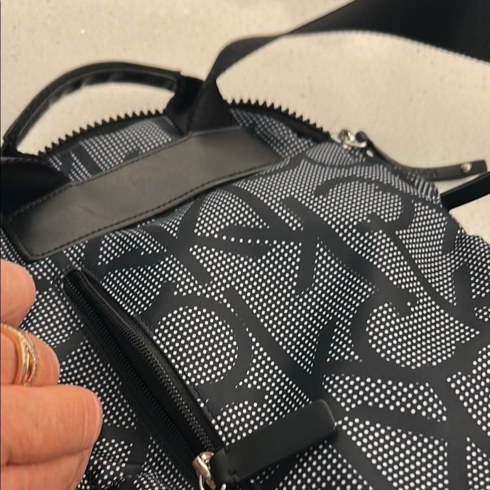 Calvin Klein Black and White Backpack with Monogram and Mesh Design - Picture 5 of 9